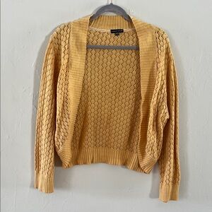 Carolyn Taylor Pointelle Open-Front Cardigan - Marigold yellow
